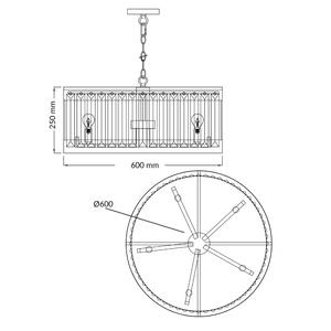 Pandora 5 Light Crystal Pendant Antique Brass